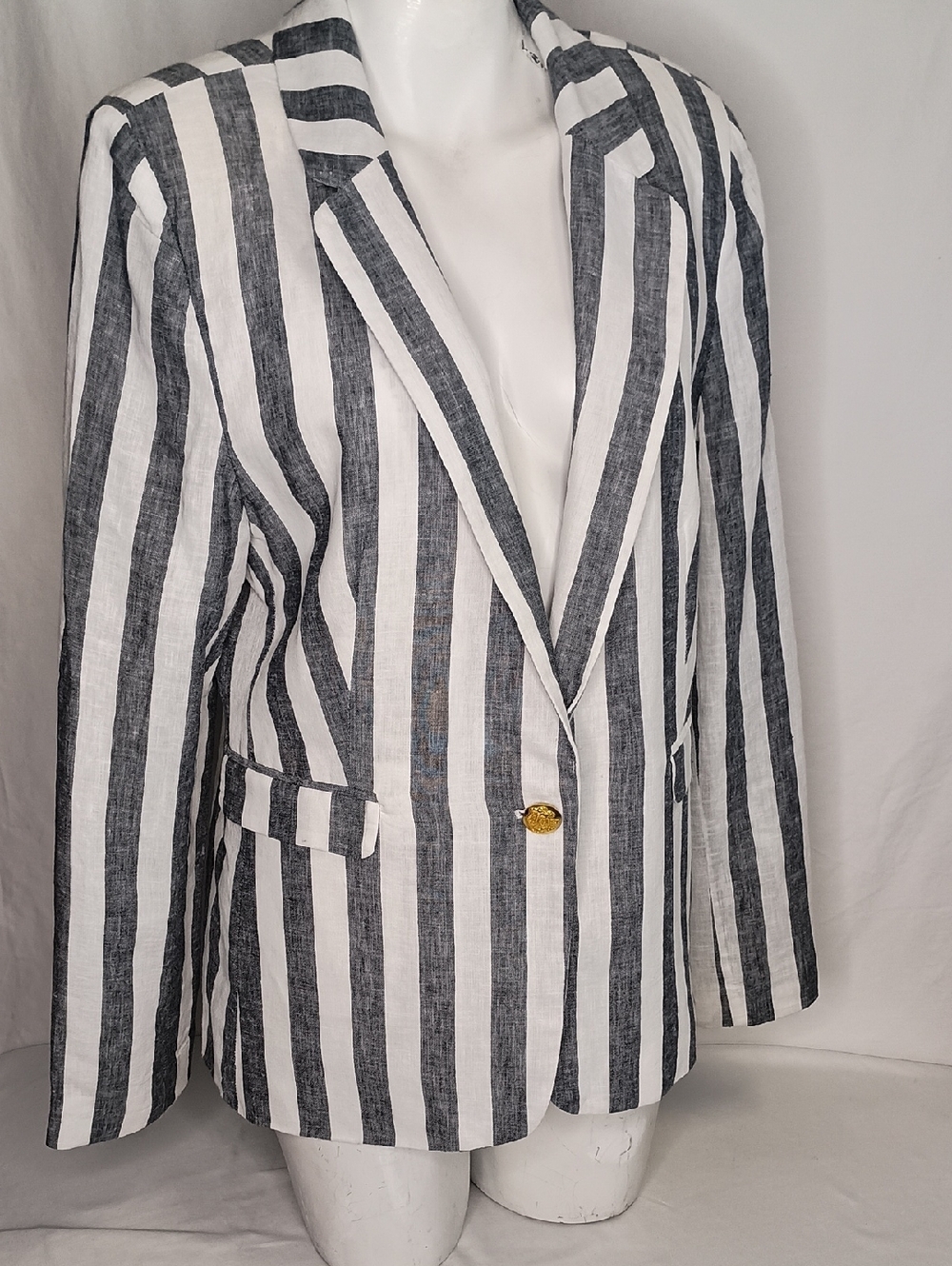 Women's Size 14 Linen Blazer Nautical Beachy - Picture 10 of 12